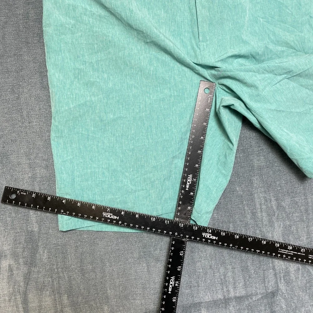 Nike Swim Board Shorts 38 Aqua Green Swoosh Logo Flat Front Slash Pockets Summer